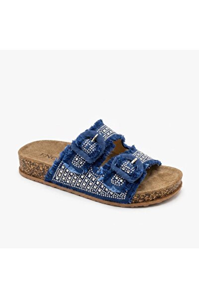 Alphus Enova Denim Material Stoned Women's Stylish Daily Flat Slippers