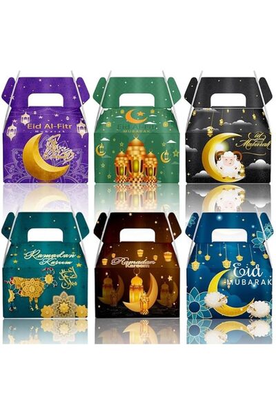 GENERAL 12 Pack Small Candy Treat Paper Boxes,Muslim Eid Theme Gift Boxes w/H...