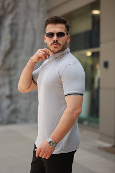 UFC 1985 TOP BRAND Men's Button Collar Waffle Fabric Short Sleeve T-Shirt