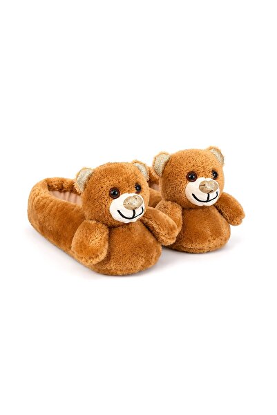 LİNA SOLE KAHVERENGİ AYICIKLI PELUŞ EV TERLİĞİ PANDUF