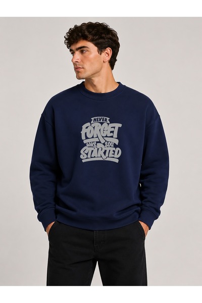 herkesemoda Forget Started Printed Crew Neck 2 Thread Sweatshirt