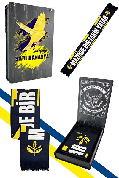 Fenerbahçe Κίτρινο και μπλε ναυτικό υφαντό μαντήλι Unisex με δώρο σε κουτί UV