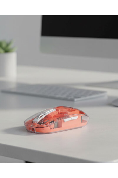FAROUKİ Sessiz Tıklamalı Şeffaf Mouse Bluetooth ve USB Uyumlu