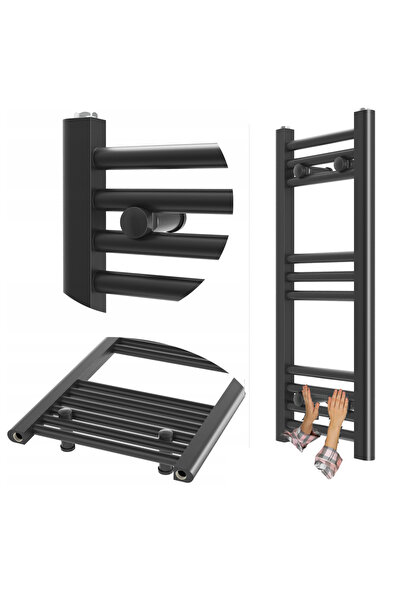 Granitan Radiator Baie Breno, Portprosop, 30x70 cm, Negru, 211W, Conectare 1/...