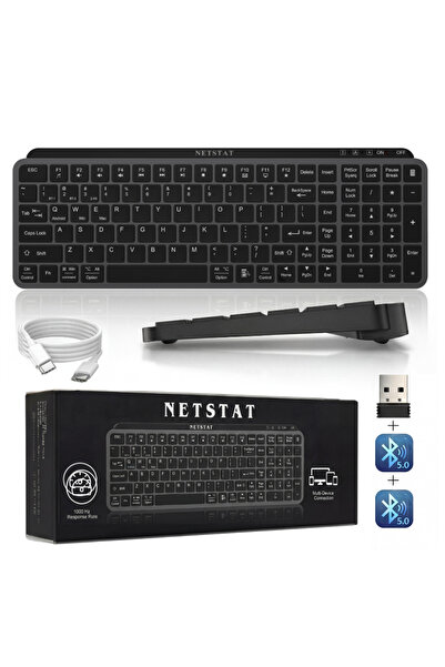 NETSTAT Tastatura Wireless NETSTAT®, Slim 16mm, Bluetooth Multi-Device 3 cone...