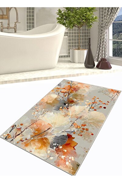 Ardizayn Flowers, Non-Slip, Non-Shedding Base, Bathroom Rug, Bath Mat (80X120Cm)