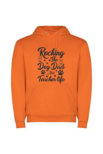 iLovePrints Rockstar Doggy Daddy Life Φούτερ με κουκούλα σε χρώμα Πορτοκαλί
