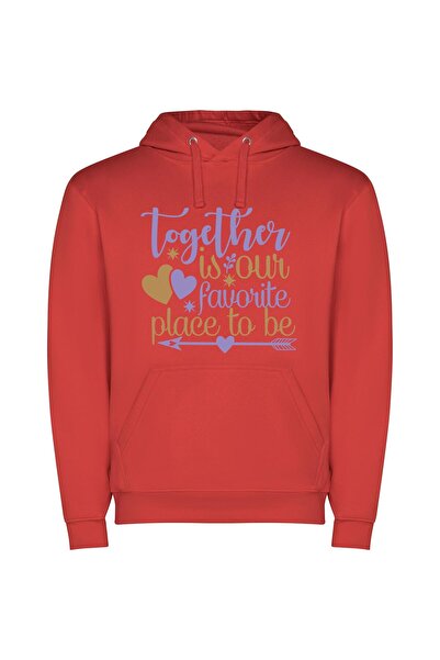 iLovePrints Close Together, Purple Harmony Φούτερ με κουκούλα σε χρώμα Κόκκινο