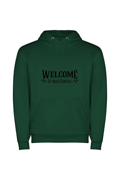 iLovePrints Artistic Home Welcome Φούτερ με κουκούλα σε χρώμα Πράσινο