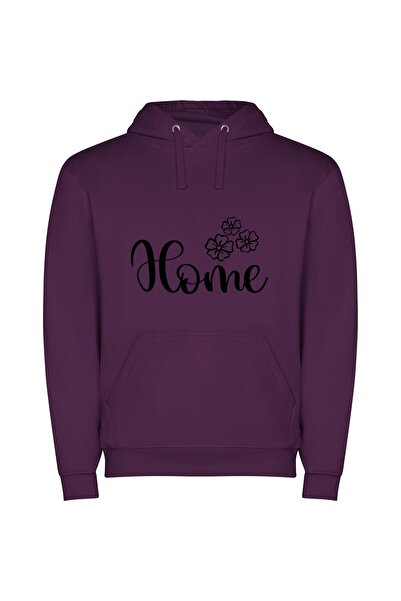 iLovePrints Floral Home Harmony Φούτερ με κουκούλα σε χρώμα Μωβ