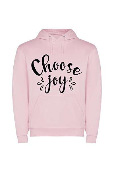 iLovePrints Joyous Black and White Φούτερ με κουκούλα σε χρώμα Ροζ