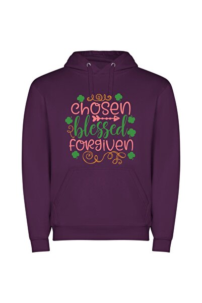 iLovePrints Lucky Green Blessing Φούτερ με κουκούλα σε χρώμα Μωβ