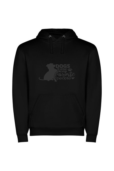 iLovePrints Canine Passion: Classic Silhouette Φούτερ με κουκούλα σε χρώμα Μαύρο