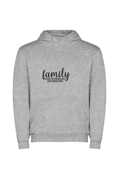 iLovePrints Eternal Family Love Φούτερ με κουκούλα σε χρώμα Γκρι