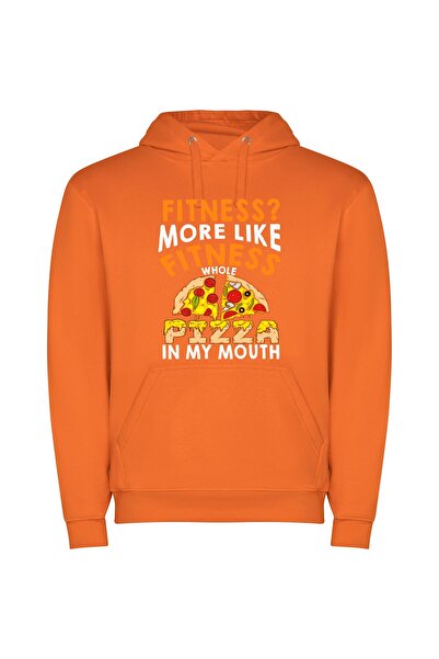 iLovePrints Pizza-Fueled Fitness Fiesta Φούτερ με κουκούλα σε χρώμα Πορτοκαλί