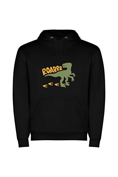 iLovePrints Rex's Roaring Raptor Φούτερ με κουκούλα σε χρώμα Μαύρο