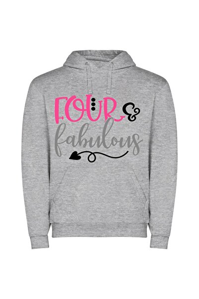iLovePrints Fabulous Four Enigma Φούτερ με κουκούλα σε χρώμα Γκρι