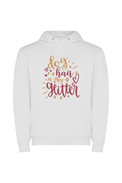 iLovePrints Glamorous Glitter Hair Φούτερ με κουκούλα σε χρώμα Λευκό