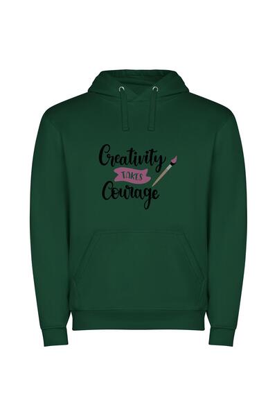 iLovePrints Courageous Creative Inspirations Φούτερ με κουκούλα σε χρώμα Πράσινο