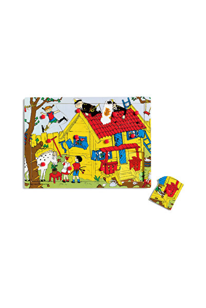 Micki Puzzle din lemn cu mânere, 12 piese, jucărie Pippi Ciorapi Lungi