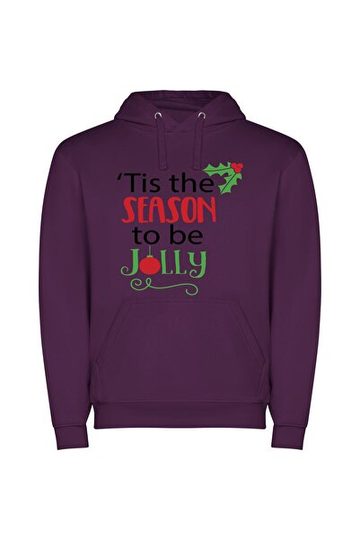 iLovePrints Jolly Holiday Greetings Φούτερ με κουκούλα σε χρώμα Μωβ