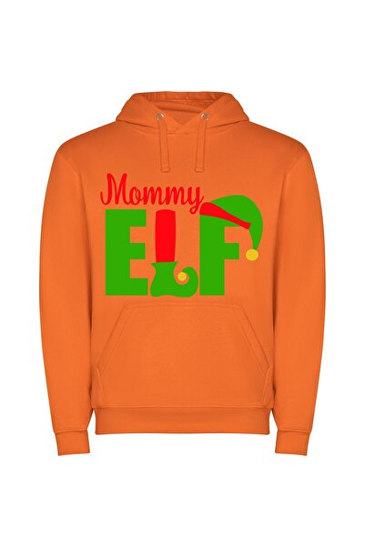 iLovePrints Merry Elf Shuffle Φούτερ με κουκούλα σε χρώμα Πορτοκαλί