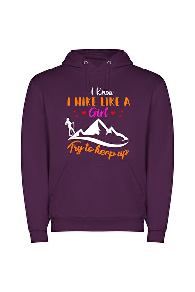 iLovePrints Feminine Mountain Explorer Φούτερ με κουκούλα σε χρώμα Μωβ