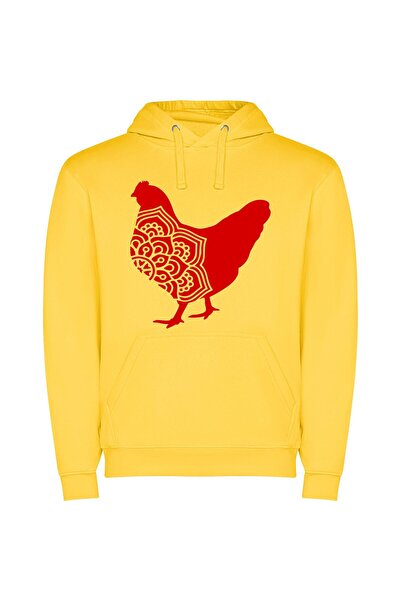 iLovePrints Scarlet Silhouette: Avian Elegance Φούτερ με κουκούλα σε χρώμα Κί...