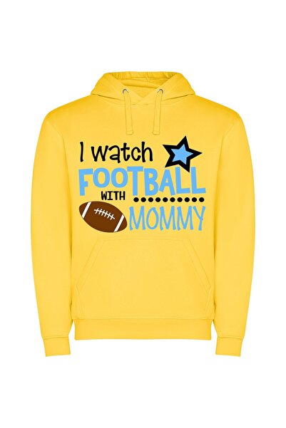 iLovePrints Premiere Football with Mom Φούτερ με κουκούλα σε χρώμα Κίτρινο