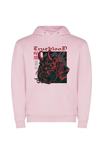 iLovePrints Seductively Sinister Samurai Shadow Φούτερ με κουκούλα σε χρώμα Ροζ