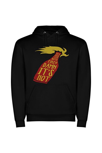 iLovePrints Inferno Elixir: Fiery Perspectives Φούτερ με κουκούλα σε χρώμα Μαύρο