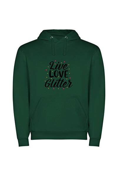 iLovePrints Glamour in Glitter Land Φούτερ με κουκούλα σε χρώμα Πράσινο