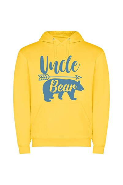iLovePrints Uncle Bear's Masterpiece Φούτερ με κουκούλα σε χρώμα Κίτρινο