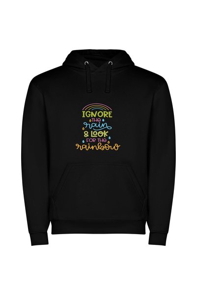 iLovePrints Chasing the Rainbow Glow Φούτερ με κουκούλα σε χρώμα Μαύρο