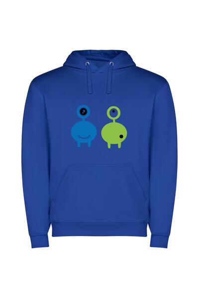 iLovePrints Colorful Creature Collab Φούτερ με κουκούλα σε χρώμα Μπλε