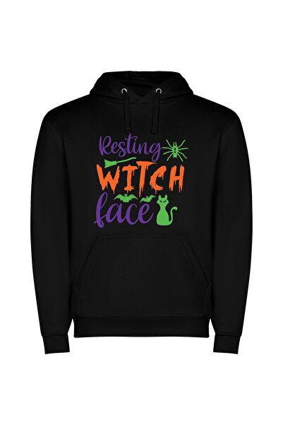 iLovePrints Serenity in Witchy White Φούτερ με κουκούλα σε χρώμα Μαύρο
