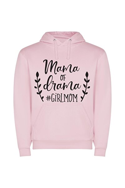 iLovePrints Dramatic Mom: High Drama Φούτερ με κουκούλα σε χρώμα Ροζ