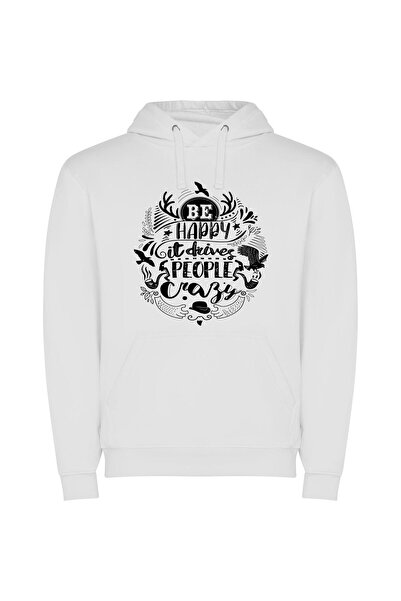 iLovePrints Elegant Black Square Image Φούτερ με κουκούλα σε χρώμα Λευκό