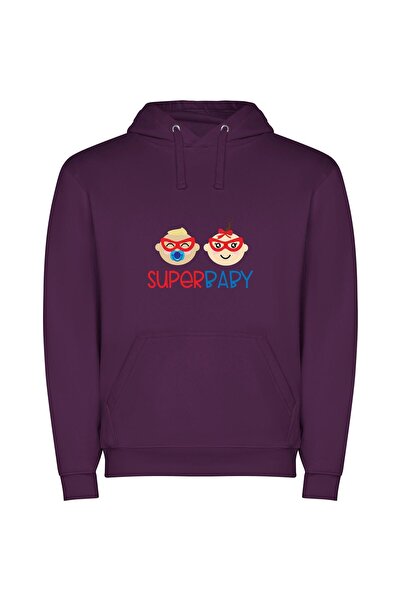 iLovePrints Superior Super Baby Cuteness Φούτερ με κουκούλα σε χρώμα Μωβ