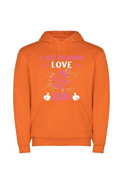 iLovePrints Grand Love: Trending Wallpaper Φούτερ με κουκούλα σε χρώμα Πορτοκαλί
