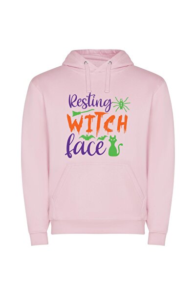 iLovePrints Serenity in Witchy White Φούτερ με κουκούλα σε χρώμα Ροζ