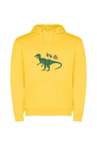 iLovePrints T-Rex Fashion Fiesta Φούτερ με κουκούλα σε χρώμα Κίτρινο