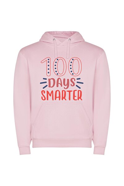 iLovePrints Colorful 100 Days Celebration Φούτερ με κουκούλα σε χρώμα Ροζ