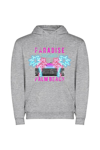 iLovePrints Tropical Dream Paradise Φούτερ με κουκούλα σε χρώμα Γκρι