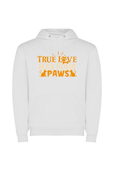 iLovePrints Paws of Unbreakable Bond Φούτερ με κουκούλα σε χρώμα Λευκό