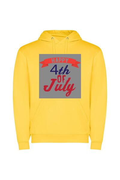 iLovePrints Joyous 4th of July! Φούτερ με κουκούλα σε χρώμα Κίτρινο