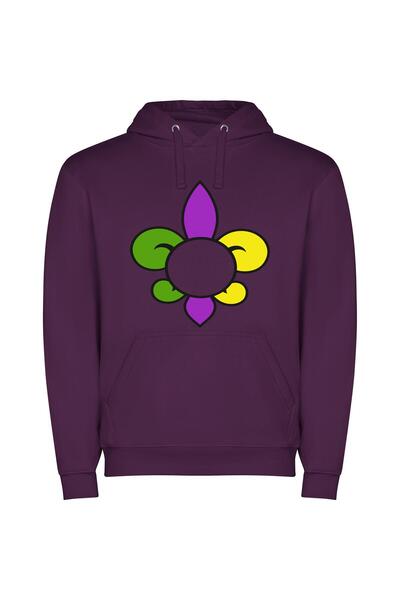iLovePrints Vivid Floral Symphony Φούτερ με κουκούλα σε χρώμα Μωβ