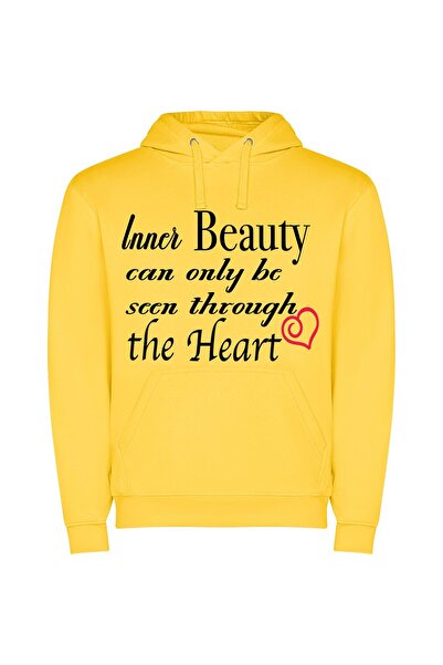 iLovePrints Soulful Beauty Unveiled Φούτερ με κουκούλα σε χρώμα Κίτρινο