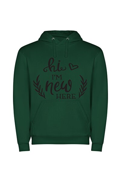 iLovePrints New Love, Hand-drawn Bliss Φούτερ με κουκούλα σε χρώμα Πράσινο