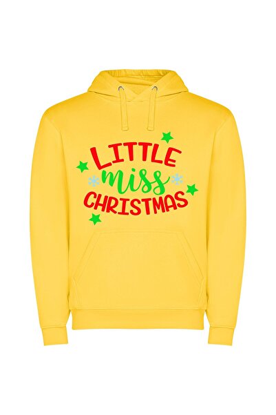 iLovePrints Merry Miss Christmas Delights Φούτερ με κουκούλα σε χρώμα Κίτρινο